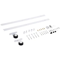 HOMCOM Schuifdeurrails Kit, Soepele Rollen, Ruimtebesparend, Koolstofstaal, Wit, 183 cm(m-8)