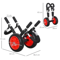 HOMCOM Surfwagen klappbar bis 45 kg AluTransportwagen Kajakwagen klappbar gepolstert Kunstleder-Reifen Bootswagen Surfwagen Bootstrailer Trolley für Surfbrett Board Schlauchboot(m-3)