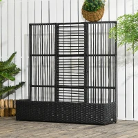 Outsunny Blumenkasten mit Spalier, wetterfest, Polyrattan, 103 x 29 x 103 cm, Schwarz(m-10)