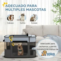 PawHut Parque para Perros y Gatos, Corralito Plegable Portátil para Cachorros Conejos y Cobayas Tela Oxford 84x64x53 cm Gris(m-4)