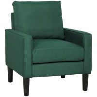 HOMCOM Accent Chair, Removable Pillow Linen Armchair with Comfy Spring Cushion for Living Room, Bedroom, Study, Dark Green(m-14)