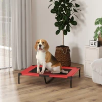 PawHut Hundebett, Hundeliege, robust, erhöht & wetterfest, bis 50 kg, 92x76x18cm, Rot(m-10)