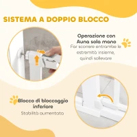PawHut Cancelletto per Cani Estensibile con Porta a Chiusura Automatica, in Metallo e ABS, 75-131x76 cm, Bianco(m-4)