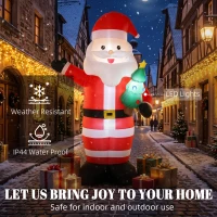 Outsunny Inflatable Christmas Decoration, 8FT Christmas Inflatable Santa with Bright LED Light, Red(m-4)
