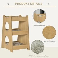 PawHut Katzenbett dreistöckiges Katzenhaus mit Löcher weichen Kissen Polyester MDF Natur+Weiß+Grau 50 x 43 x 74 cm(m-7)