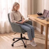 HOMCOM Cadeira de Escritório em Chenille com Rodas, Função Basculante, Altura Ajustável e Acolchoamento Espesso, Cinzenta(m-8)