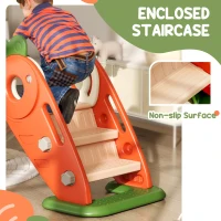 AIYAPLAY 3 in 1 Foldable Toddler Slide with Basketball Hoop, Climber, Carrot-themed, for 1-3 Years(m-7)