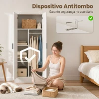 HOMCOM Roupeiro Moderno para Quarto com Barra para Pendurar e Prateleiras 70x37x164 cm Branco(m-7)