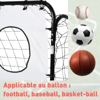 HOMCOM But de football 2 en 1 avec cible de tir, cage de foot exterieur avec 5 cible pour entraînement, 240 x 88 x 174 cm blanc(m-7)