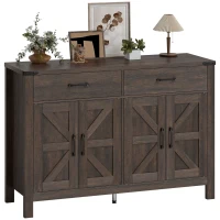 HOMCOM Kitchen Cupboard, Sideboard with 4 Doors, 2 Drawers and 2 Adjustable Shelves for Dining Room, Dark Brown(m-11)