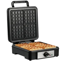 HOMCOM 4 Slice Waffle Maker Iron Machine with Deep Cooking Plate, Adjustable Temperature, Non-stick Coating and Cool Touch Handle, 1200W(m-1)