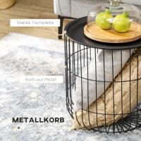 HOMCOM Set van 2 Skandi Design bijzettafels met opbergruimte, stapelbaar, zwart(m-5)