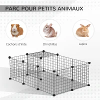 PawHut Enclos pour petits animaux parc pour lapins, cochons d'Inde et rongeurs modulable, noir(m-5)