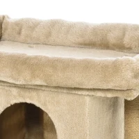PawHut Krabpaal met jute krabmat, ligplatform, speelbal, kattenhuis, koffiebruin, 40 x 40 x 57 cm(m-12)