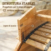 Outsunny Set di 2 Sdraio a Dondolo Pieghevoli ed Ergonomiche in Legno di Acacia(m-6)