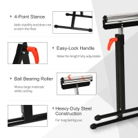 HOMCOM Folding Roller Stand, Material Support Pedestal with Ball Bearing Roller Height Adjustable Portable, Metal Construction, Black(m-4)