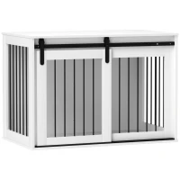 PawHut Hondenkooi met Schuifdeur, Ventilatie, Spaanplaat en Staal, 98 x 58 x 61 cm, Wit(m-1)