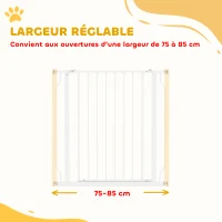 PawHut Barrière de sécurité barrière pour animal domestique longueur réglable dim. 75-85L x 76H cm blanc(m-4)