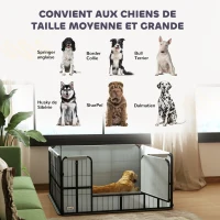 PawHut Parc de mise bas pour chien caisse de mise bas pour chiens avec porte tapis de propreté lavable 122 x 122 x 60 cm noir(m-8)