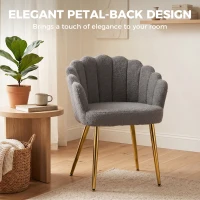 HOMCOM Lounge Chair Petal-Back Armchair Metal Metal Legs for Living Room Bedroom, Grey(m-4)