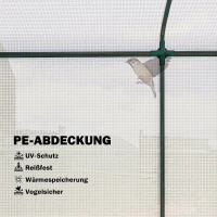 Outsunny Kas met gaasramen en oprolbare deur, foliekas van staal 200 x 75 x 188 cm Wit(m-5)