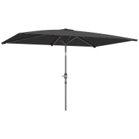Outsunny Sombrilla de Aluminio 198x294x255 Parasol Rectangular de Jardín Inclinable con Manivela y Poste Desmontable Gris(m-1)