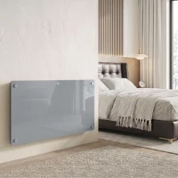 HOMCOM 1500W Smart Panel Heater Wall Mounted & Freestanding, Electric Heater with Weekly Timer, Open Window & Anti-Frost, Grey(m-2)