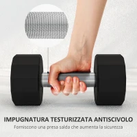 SPORTNOW Set 2 Manubri a 12 Lati da 8 kg in Metallo e Gomma con Impugnatura Antiscivolo, 26x12x12 cm, Nero(m-6)