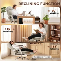 HOMCOM Ergonomic Executive Office Chair, Reclining Desk Chair with Lumbar Support, Footrest, Plush Thick Cushion, Khaki(m-6)
