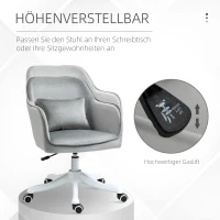 Vinsetto massage bureaustoel kantoorstoel computerstoel draaistoel werkstoel met trilfunctie armsteunen in hoogte verstelbaar fluweel grijs 55 x 65 x 79-89 cm(m-6)