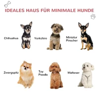 PawHut Hundehütte Outdoor, Hundehaus mit Dachluke Tor Unterschlupf, Wasserdichte Hundehöhle mit Luftzirkulation Hütte für kleine Hunde, draußen Rot+Hellgrau 59 x 75 x 66 cm(m-4)