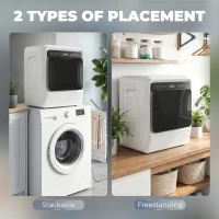 HOMCOM 5kg Vented Tumble Dryer, 1000W Compact Tumble Dryer with Smart Drying, Freestanding Stackable Clothes Drying Machine(m-9)