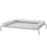 PawHut Cama Elevada para Cães com Latertais Amovíveis Cama Elevada para Cães Grandes Portátil com Malha Respirável 130x90x30 cm Cinza Claro(m-11)