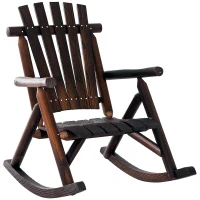 Outsunny schommelstoel met armleuningen, weerbestendig, massief hout donkerbruin(m-10)
