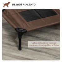PawHut Lettino per Cani Rialzato con Seduta Traspirante, in Acciaio e Tessuto, 61x46x18 cm, Nero e Caffè(m-5)