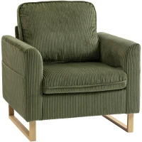 HOMCOM Accent Chair with Spring, Modern Industrial Armchair with Metal Legs for Livingroom Dark Green(m-11)