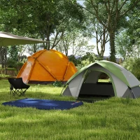 Outsunny Camping Tent with Inflatable Mattress and Camping Chair, 2-3 Person Dome Tent with Sewn-in Groundsheet, Portable 3000mm Waterproof Tent with Carry Bag and Hook, for Fishing Hiking(m-2)
