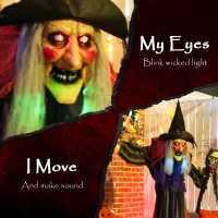 Outsunny 160cm Lifelike Moving Witch Decoration - Multi(m-4)