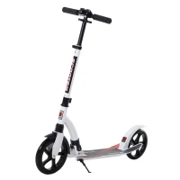 HOMCOM Kinderstep, step met schokdemping, step, opklapbaar en in hoogte verstelbaar, vanaf 14 jaar, aluminium, wit, 92,5 x 37,5 x 87-101,5 cm(m-1)