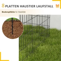 PawHut Haustierlaufstall, Spielgehege für Welpen und kleine Hunde, mit Tür, Indoor- und Outdoor-tauglich, 76 cm, Schwarz(m-6)