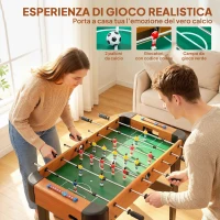 SPORTNOW Mini Calcio Balilla, Calcetto Balilla 92x75x71 cm, 22 Giocatori, 2 Palline, 8 aste, Segnapunti, per Famiglia, Regalo, Marrone(m-4)