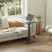 HOMCOM Sta-pult Hoogteverstelbaar incl. 4 Wielen C-vorm 65 cm x 48 cm x 70-110 cm Zwart(m-2)