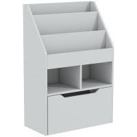 HOMCOM Kinderregal mit Schublade, Bücherregal mit Fächern, 60 x 29,9 x 90 cm, Grau