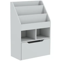 HOMCOM Kinderregal mit Schublade, Bücherregal mit Fächern, 60 x 29,9 x 90 cm, Grau(m-1)