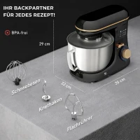HOMCOM Keukenmachine 1300W met 4,5L RVS Kom en 6+P Snelheden Zwart/Roségoud(m-3)