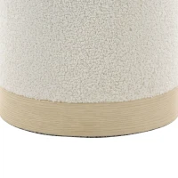 HOMCOM 38 cm ronde poef met Sherpa-bekleding, opbergruimte en metalen voet in houtlook, crèmewit(m-11)