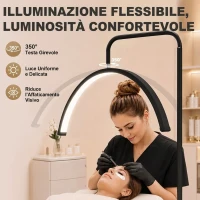 HOMCOM Lampada da Terra LED con Testa a Mezza Luna, Altezza e Temperatura Colore Regolabili, Telecomando, Nero(m-4)