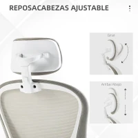 Vinsetto Silla de Oficina de Malla Silla de Escritorio Respaldo Alto Reposacabezas Ajustable Soporte Lumbar 4D 62x64x120 cm Gris(m-5)