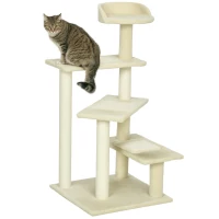 Krabpaal PawHut met sisalpalen, krabpaal voor katten, klimboom voor katten, kattenboom, lichtgrijs, 50 x 50 x 100 cm kattenkrabpaal sisalpalen kattenboom beige | Aosom.nl(m-15)
