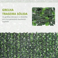 Outsunny Vedação Artificial em Rolo 3x1m para Balcão Jardim Exterior Planta Decorativa de Parede PE Verde(m-6)